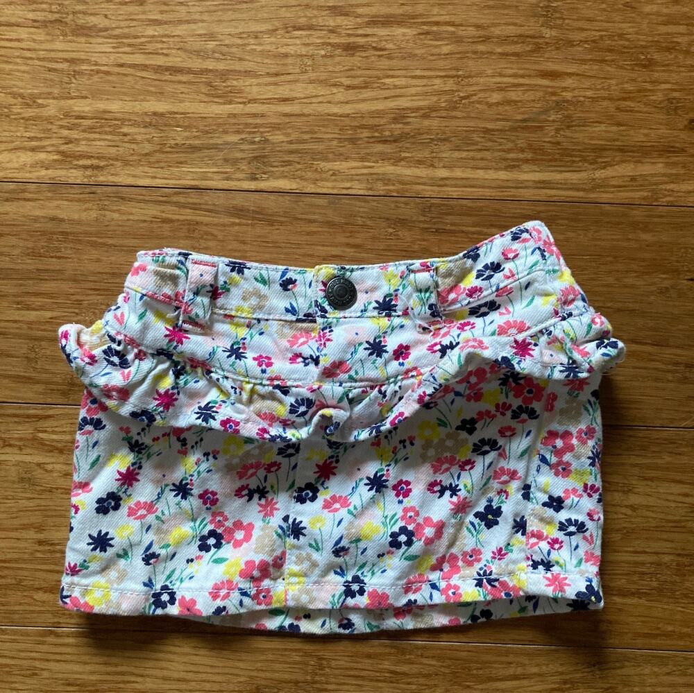 Old Navy Floral Denim Pull On Skirt, Babies 12-18M